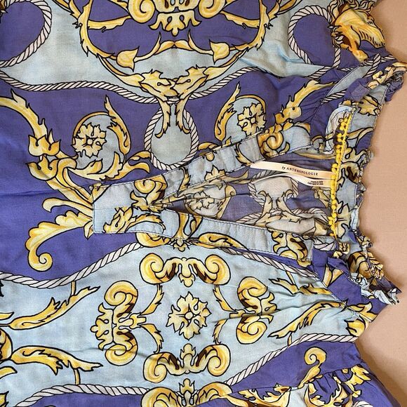 ANTHROPOLOGIE Dress Womens XXS Tiered Short Sleeve Flowy Nautical - Picture 9 of 10